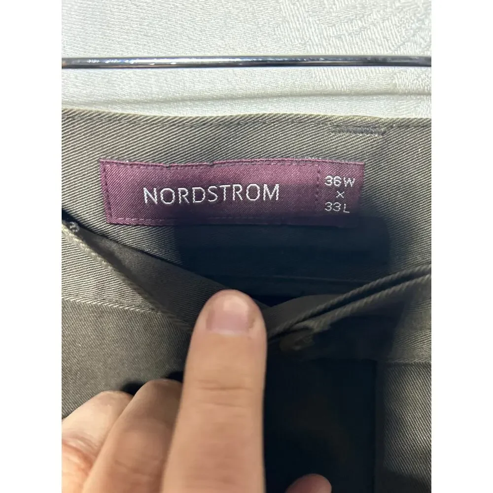 Nordstrom Pants 36x33 Brown Pleated Smartcare Cotton Actual 36x30